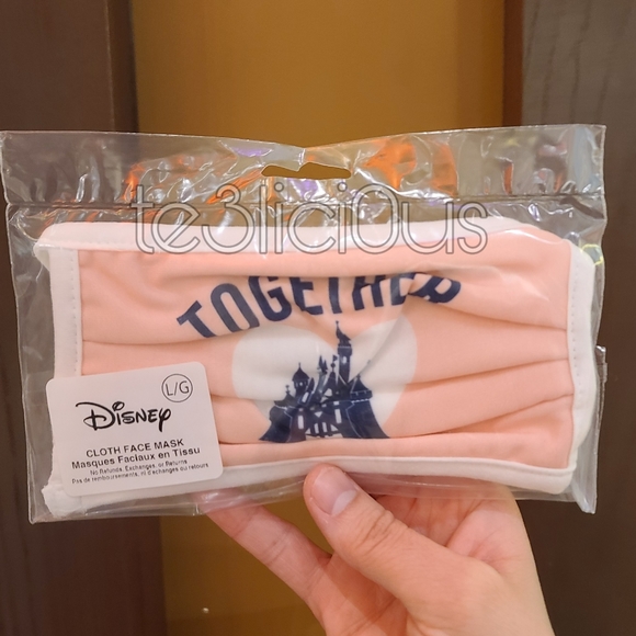 DISNEY PARKS PINK CASTLE TOGETHER AGAIN FACE MASK - Picture 2 of 3